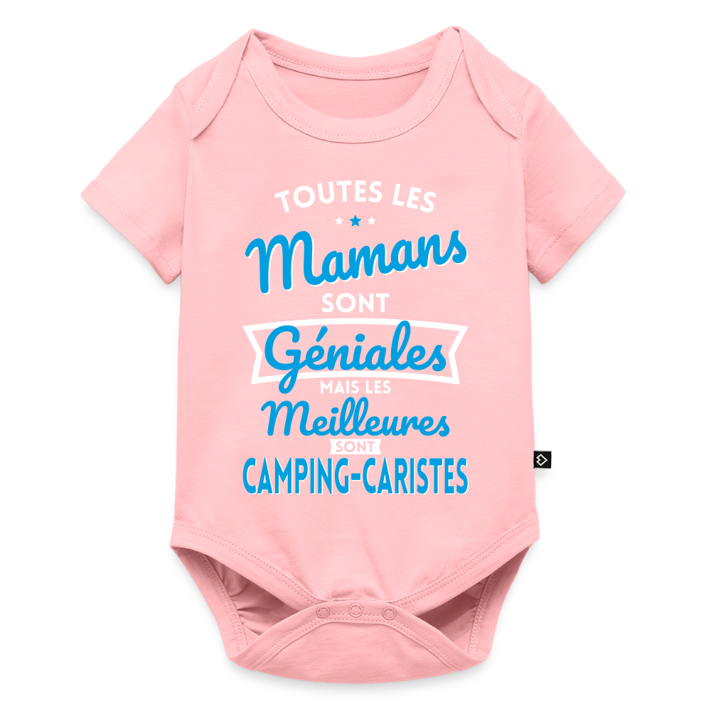 Body Bébé bio manches courtes - Mamans géniales - Les meilleures sont camping-caristes - rose