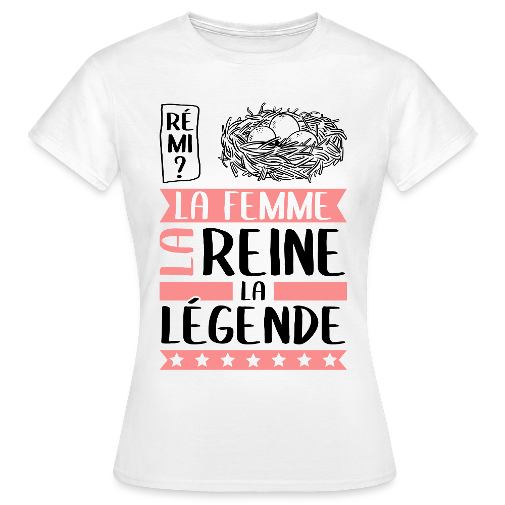 T-shirt femme coloris clair Fanny rébus – La femme, la reine, la légende - blanc