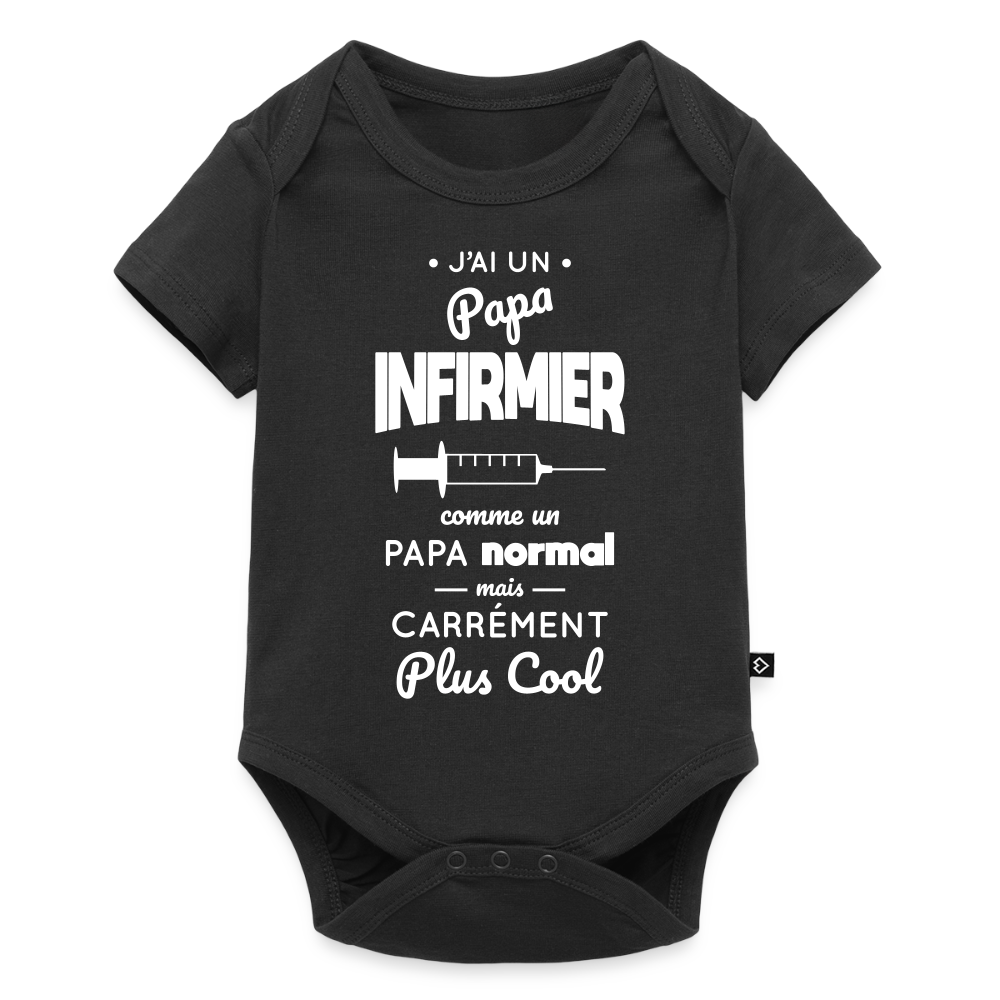Body Bébé bio manches courtes - J'ai un papa infirmier - noir