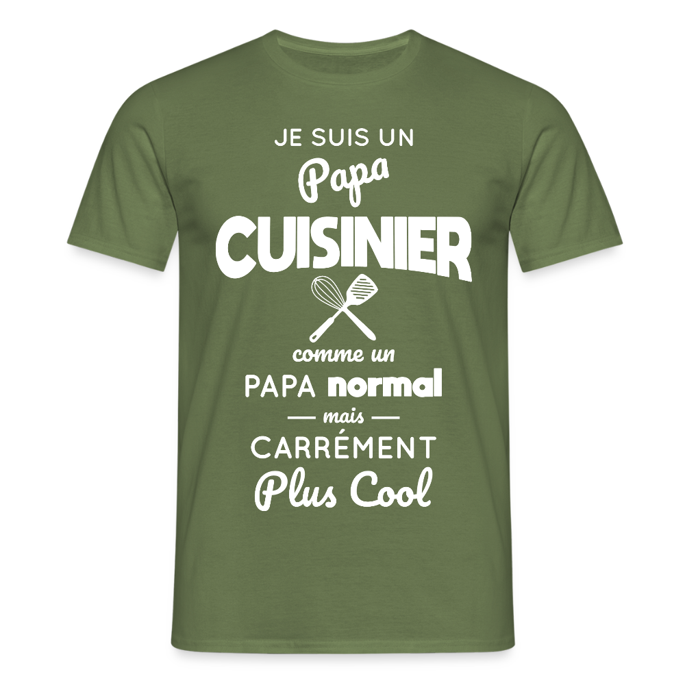 T-shirt Homme - Papa cuisinier plus cool - vert militaire