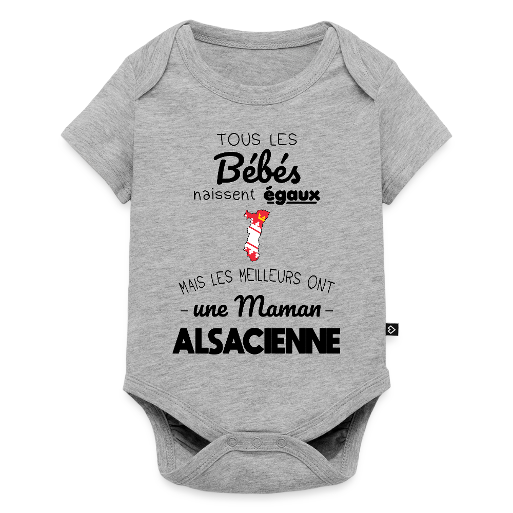 Body Bébé bio manches courtes - Les Meilleurs Ont Une Maman Alsacienne - gris chiné