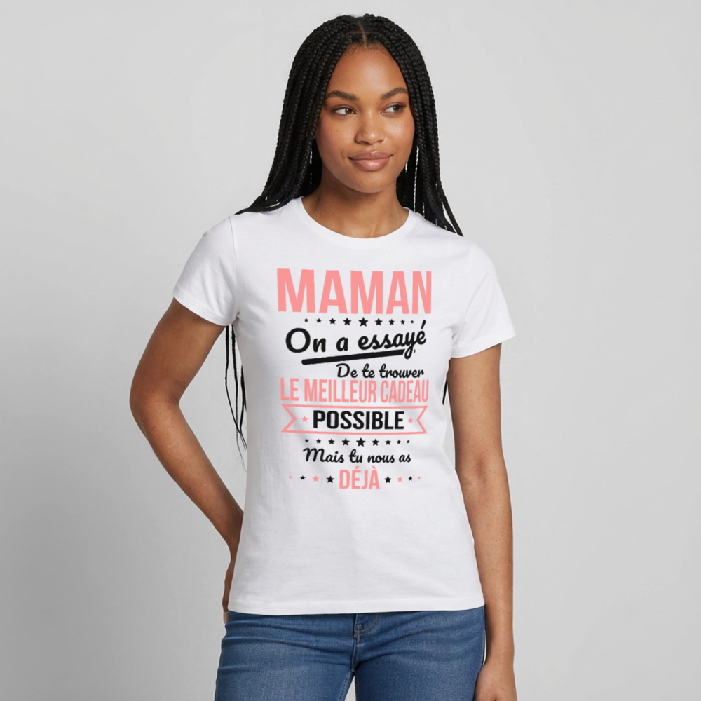 T-shirt femme maman humour coloris clair - Cadeau fête des mères - blanc