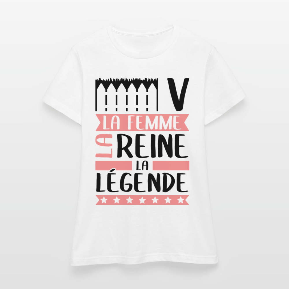 T-shirt femme coloris clair Eve rébus – La femme, la reine, la légende - blanc