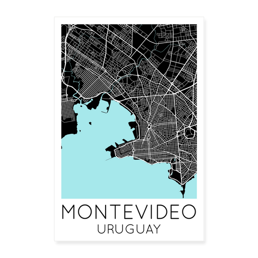 Poster Montevideo - Plan Montevideo - 60 x 90 cm - blanc