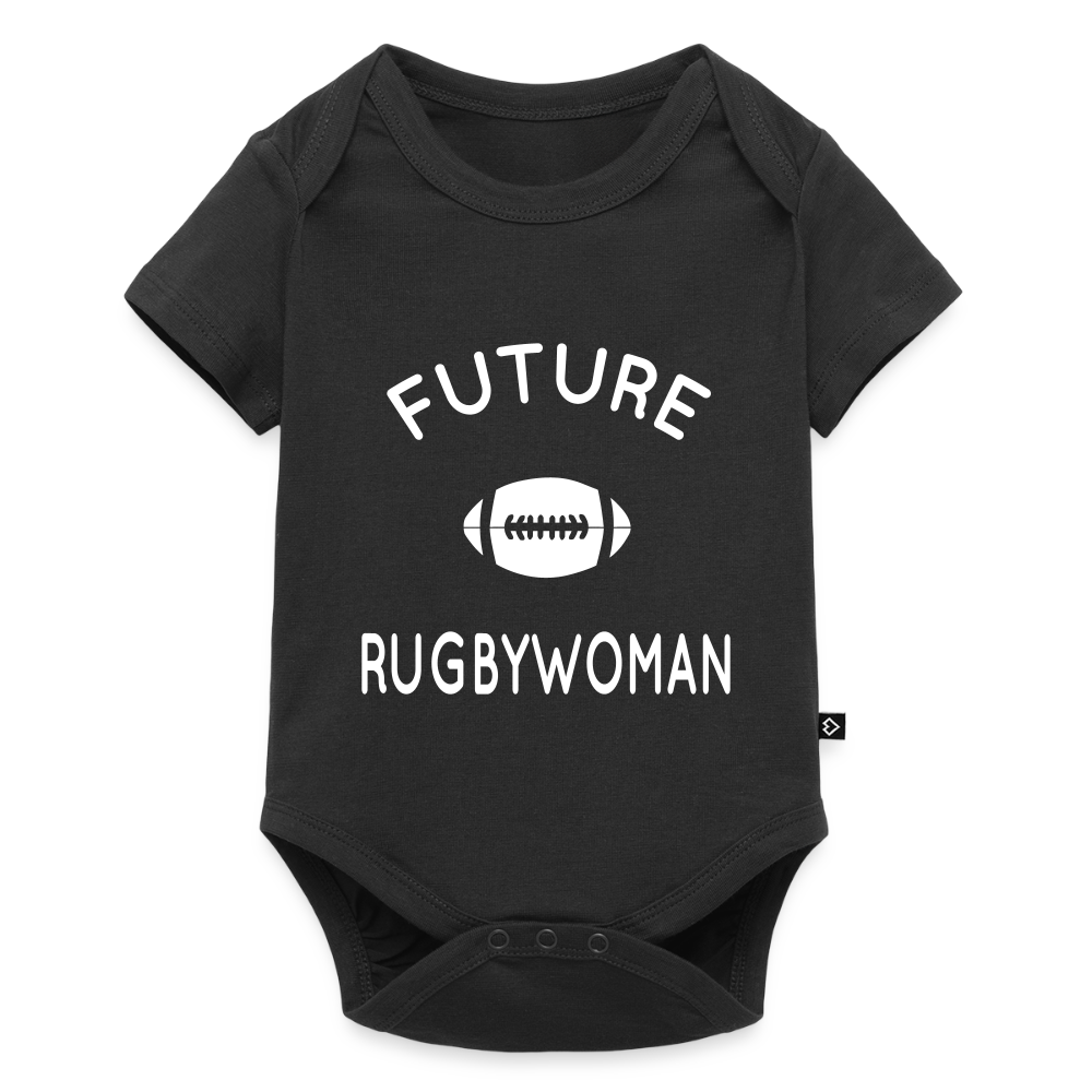 Body Bébé bio manches courtes - Future rugbywoman - noir