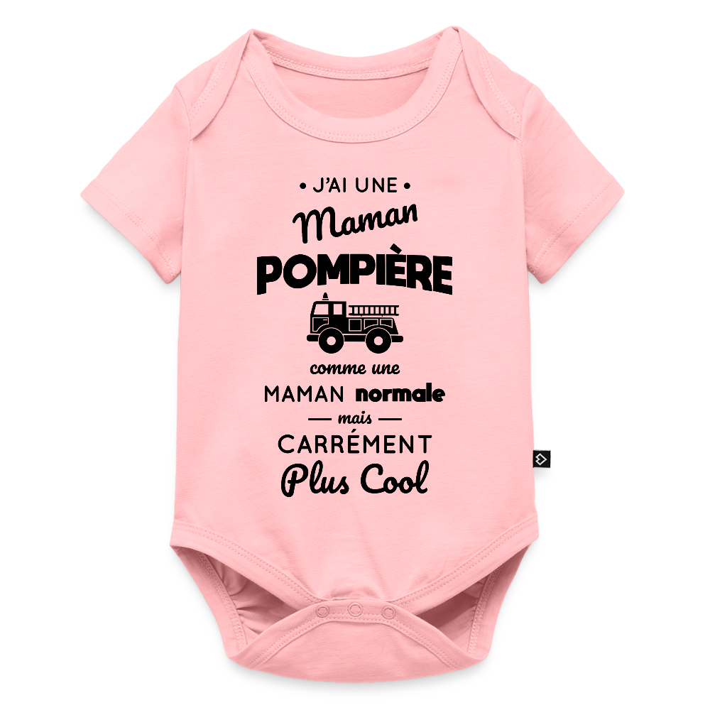 Body Bébé bio manches courtes - J'ai une maman pompière - rose