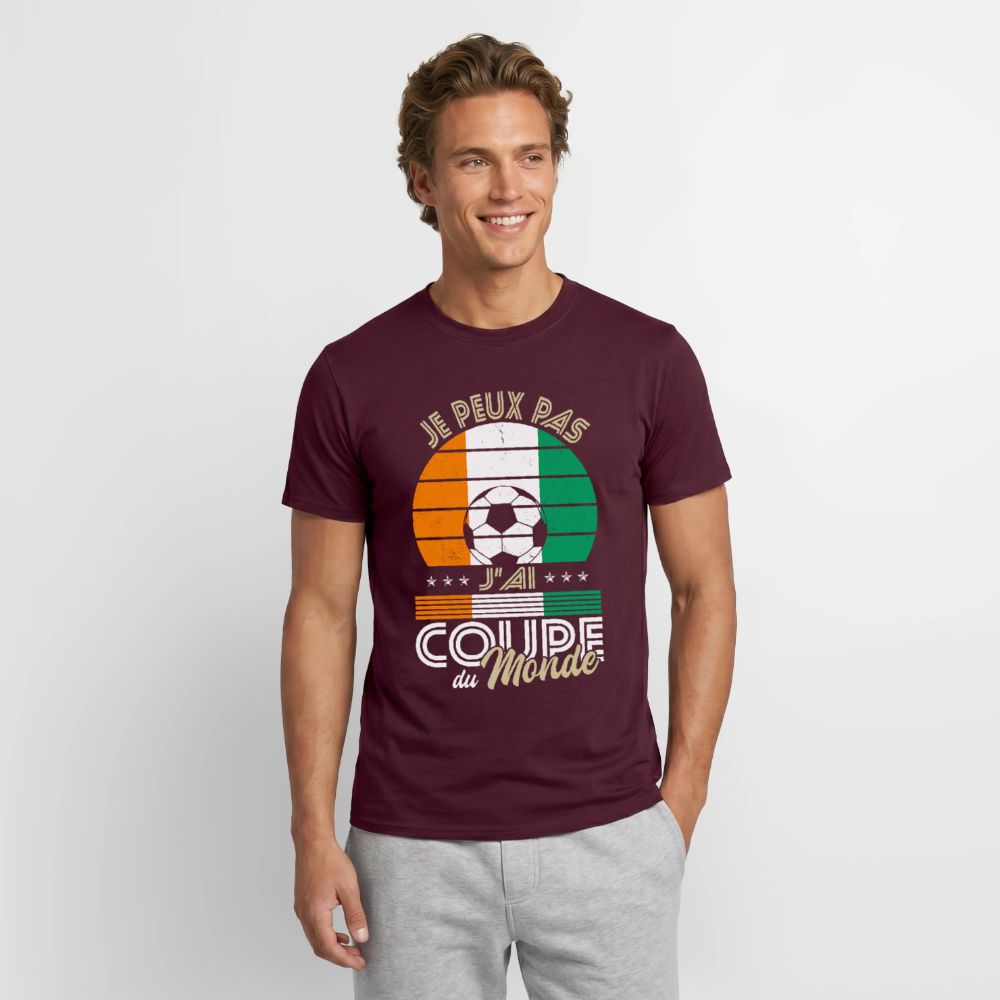 T-shirt Homme - Je peux pas j'ai Coupe du Monde - Côte d’Ivoire - rouge brique