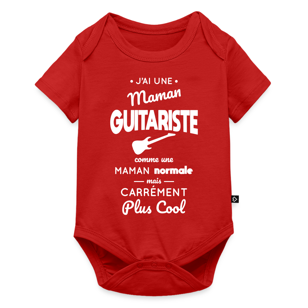 Body Bébé bio manches courtes - J'ai une maman guitariste - rouge