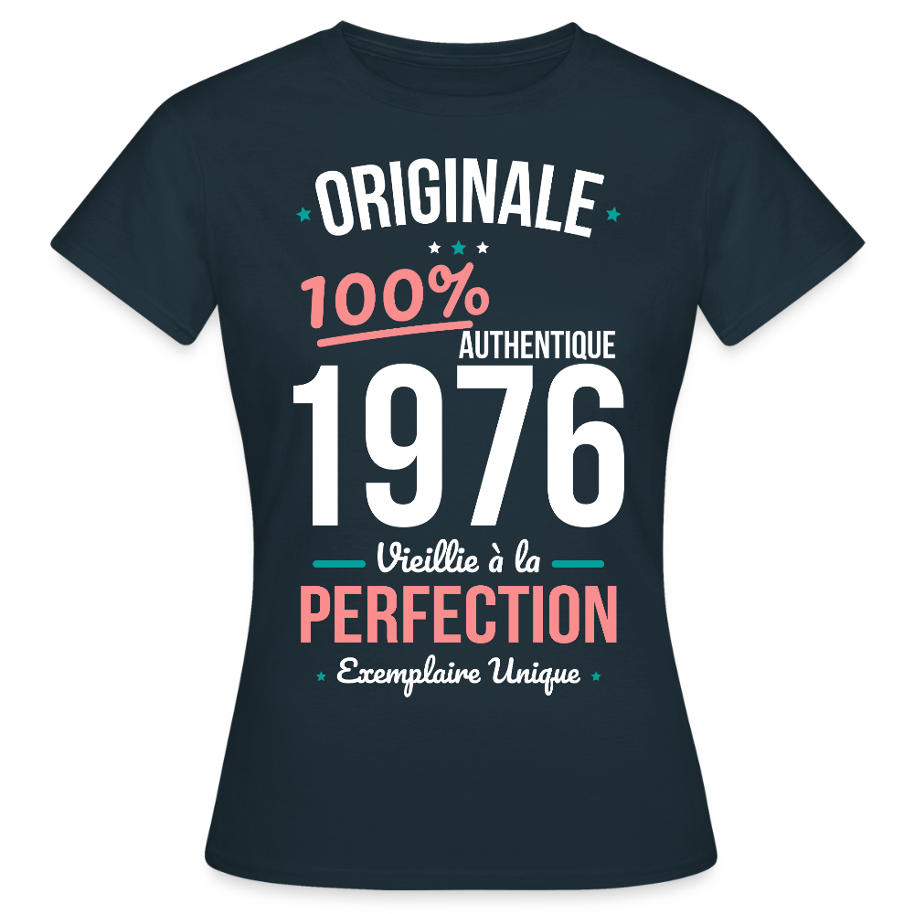 T-shirt anniversaire 50 ans Femme – Originale 1976 Authentique - marine