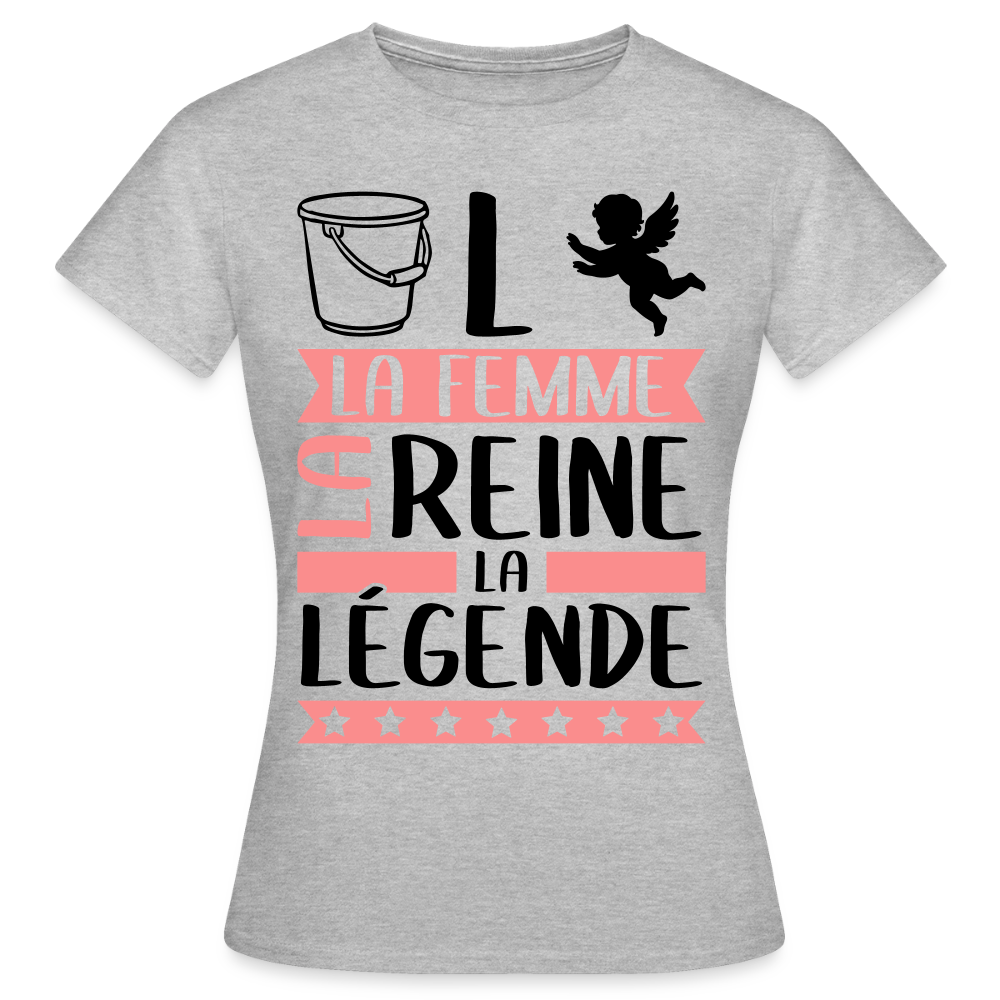 T-shirt femme coloris clair Solange en rébus – La femme, la reine, la légende - gris chiné