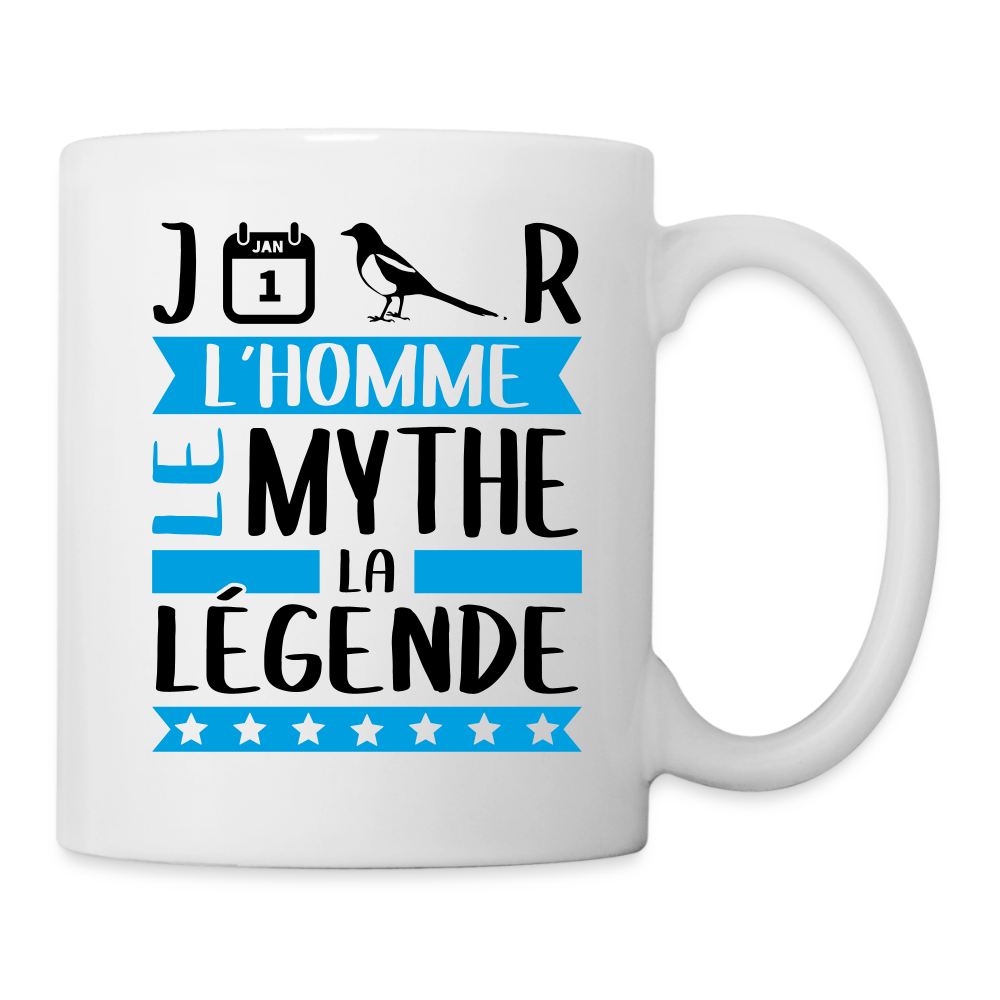 Mug blanc Jean-Pierre rébus – L’homme, le mythe, la légende - blanc