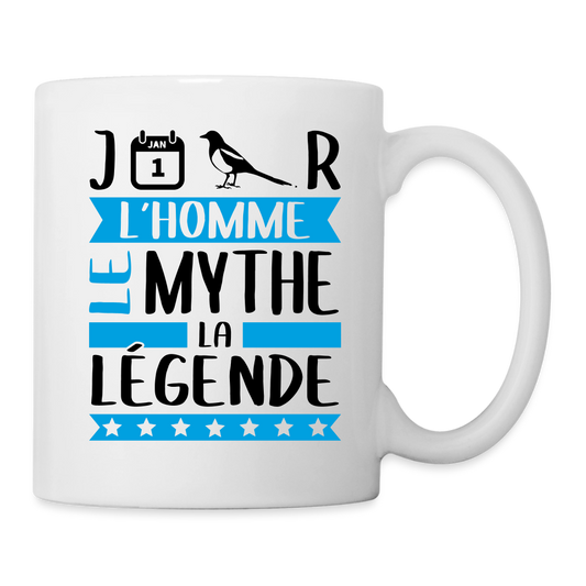 Mug blanc Jean-Pierre rébus – L’homme, le mythe, la légende - blanc