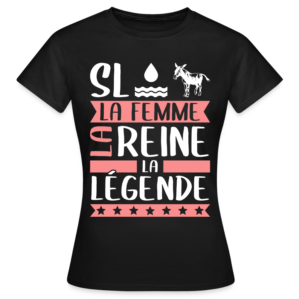 T-shirt femme Sloane rébus – La femme, la reine, la légende - noir