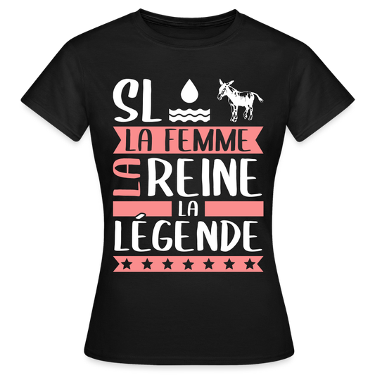 T-shirt femme Sloane rébus – La femme, la reine, la légende - noir