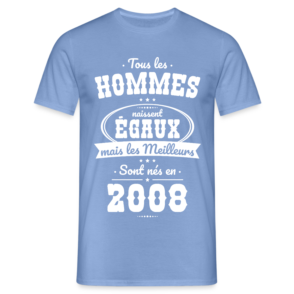 T-shirt anniversaire homme 18 ans – Les meilleurs sont nés en 2008 - carolina blue