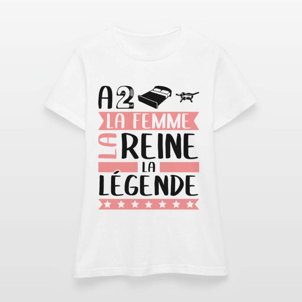 T-shirt femme coloris clair Adeline rébus – La femme, la reine, la légende - blanc