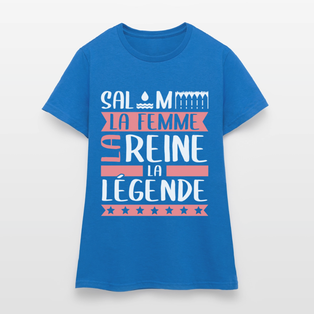 T-shirt femme Salomé rébus – La femme, la reine, la légende - bleu royal
