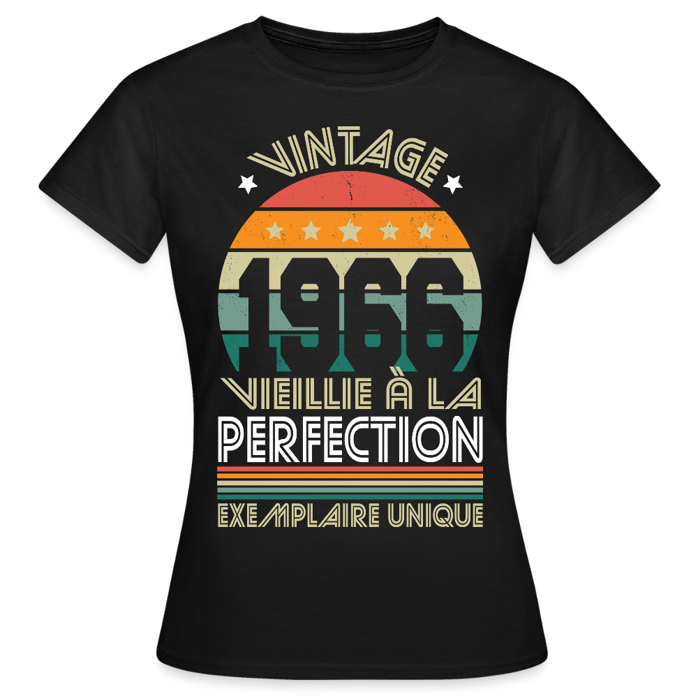T-shirt anniversaire femme 60 ans – Vintage 1966 - Exemplaire unique - noir