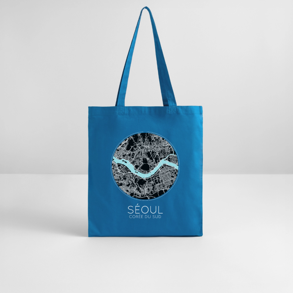 Tote Bag Séoul Bio – Plan de Séoul - bleu royal