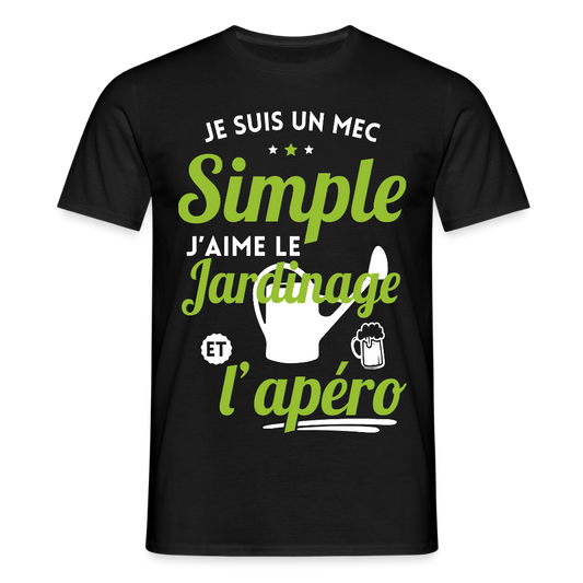 T-shirt Homme - J'aime le jardinage et l'apéro - noir