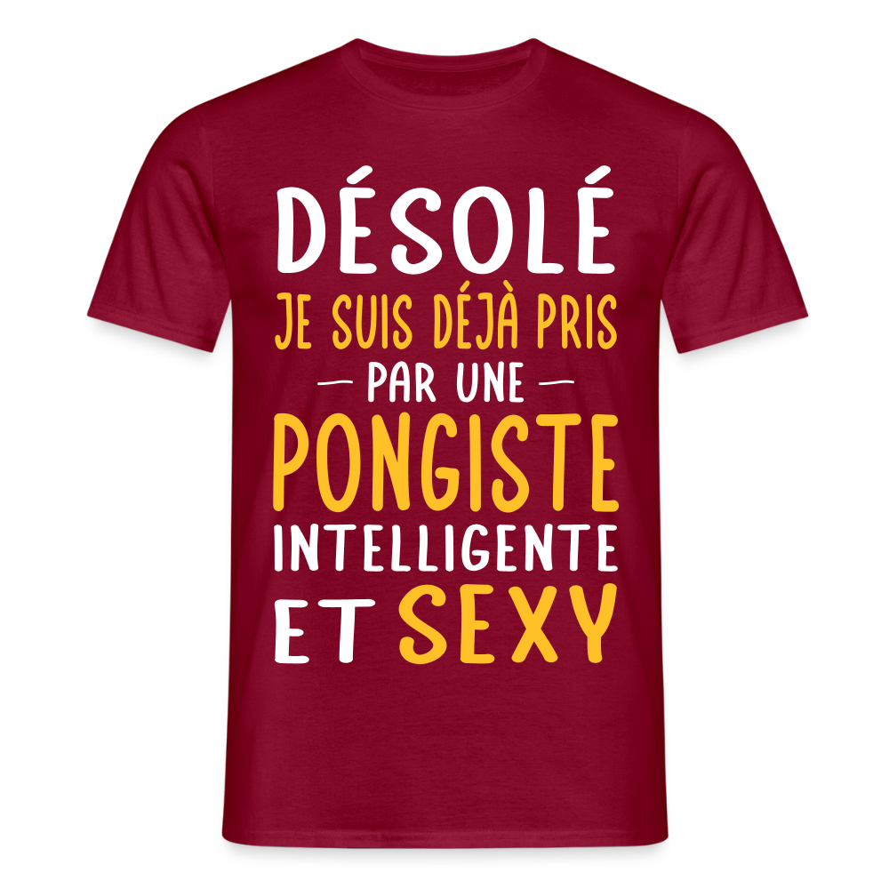 T-shirt Homme - Je suis pris par une pongiste intelligente et sexy - rouge brique