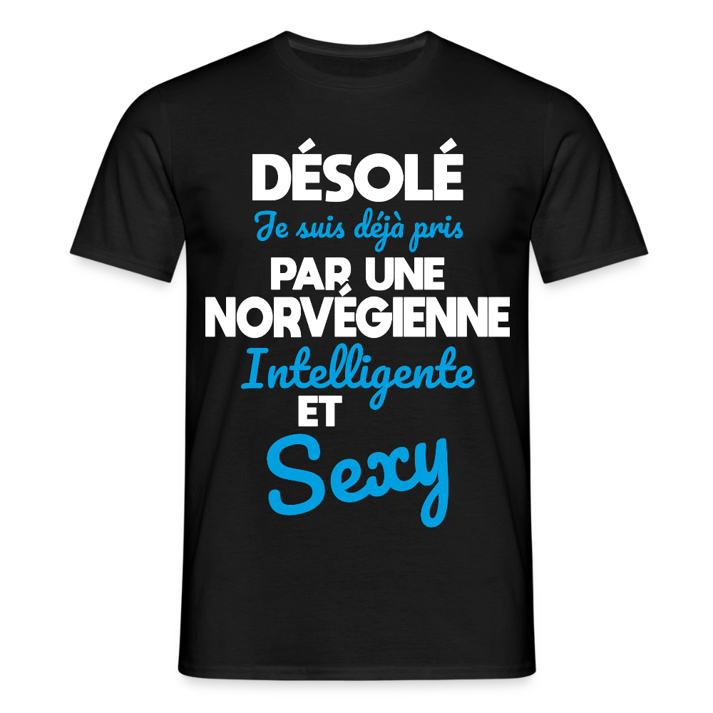 T-shirt Homme -  Je suis déjà pris par une Norvégienne intelligente et sexy - noir