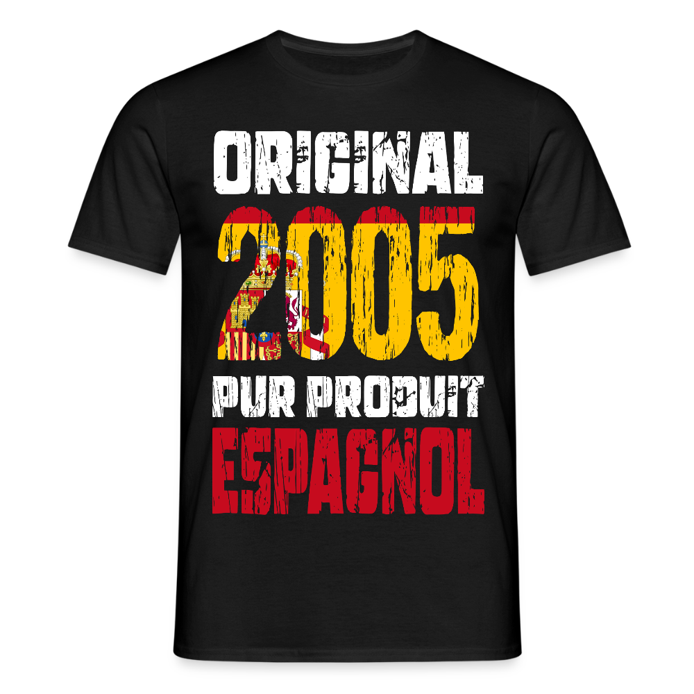 T-shirt Homme - Anniversaire 20 Ans - Original 2005 - Pur produit Espagnol - noir