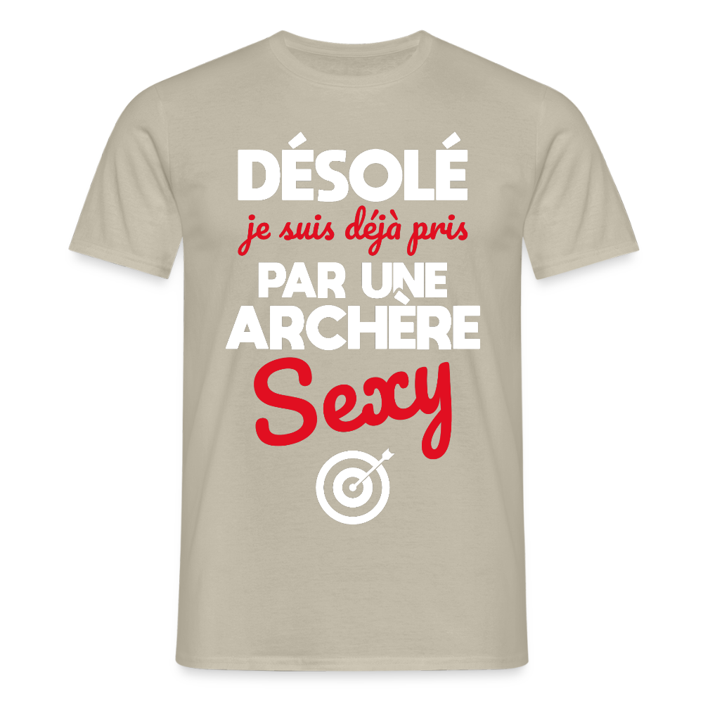 T-shirt Homme -  Je suis déjà pris par une archère sexy - beige sable