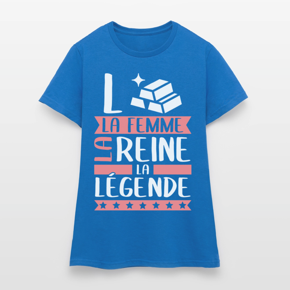 T-shirt femme Laure rébus – La femme, la reine, la légende - bleu royal