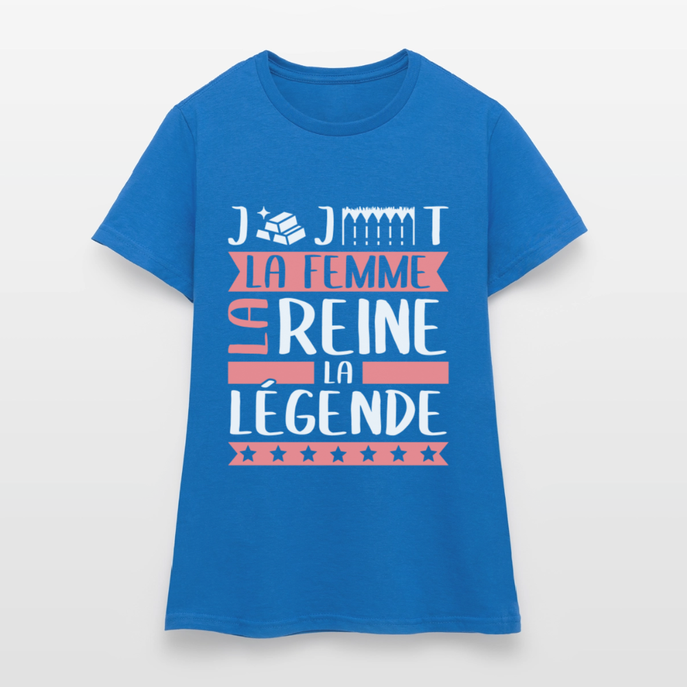 T-shirt femme Georgette rébus – La femme, la reine, la légende - bleu royal