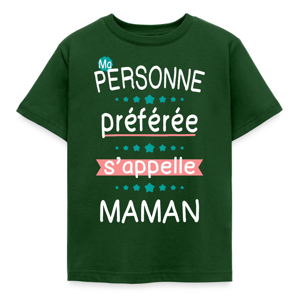 T-shirt enfant impression rose - Personne préférée Maman - vert forêt