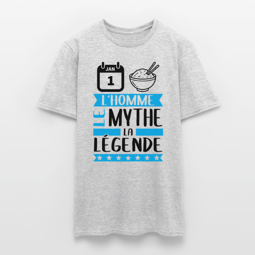 T-shirt homme coloris clair Henry en rébus – L’homme, le mythe, la légende - gris chiné