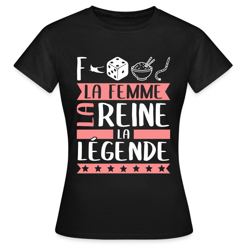 T-shirt femme Frédérique rébus – La femme, la reine, la légende - noir