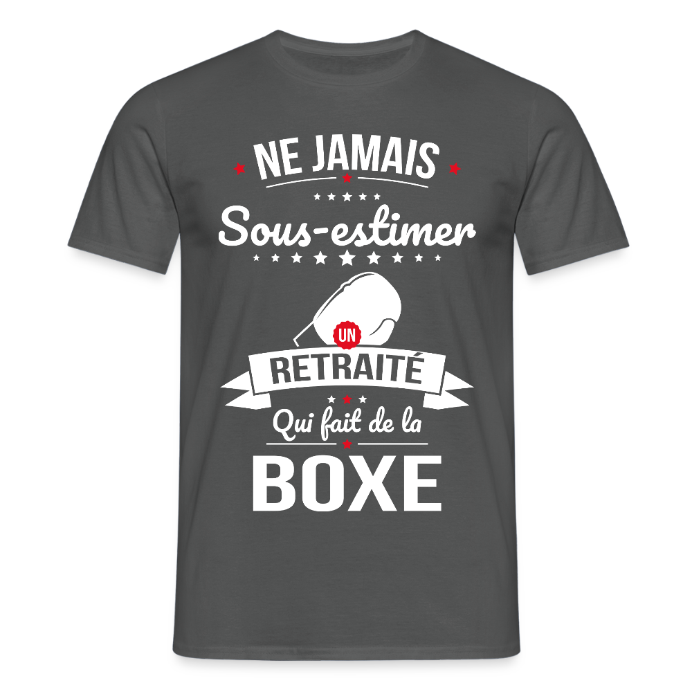T-shirt Homme - Ne jamais sous-estimer un retraité qui fait de la boxe - charbon