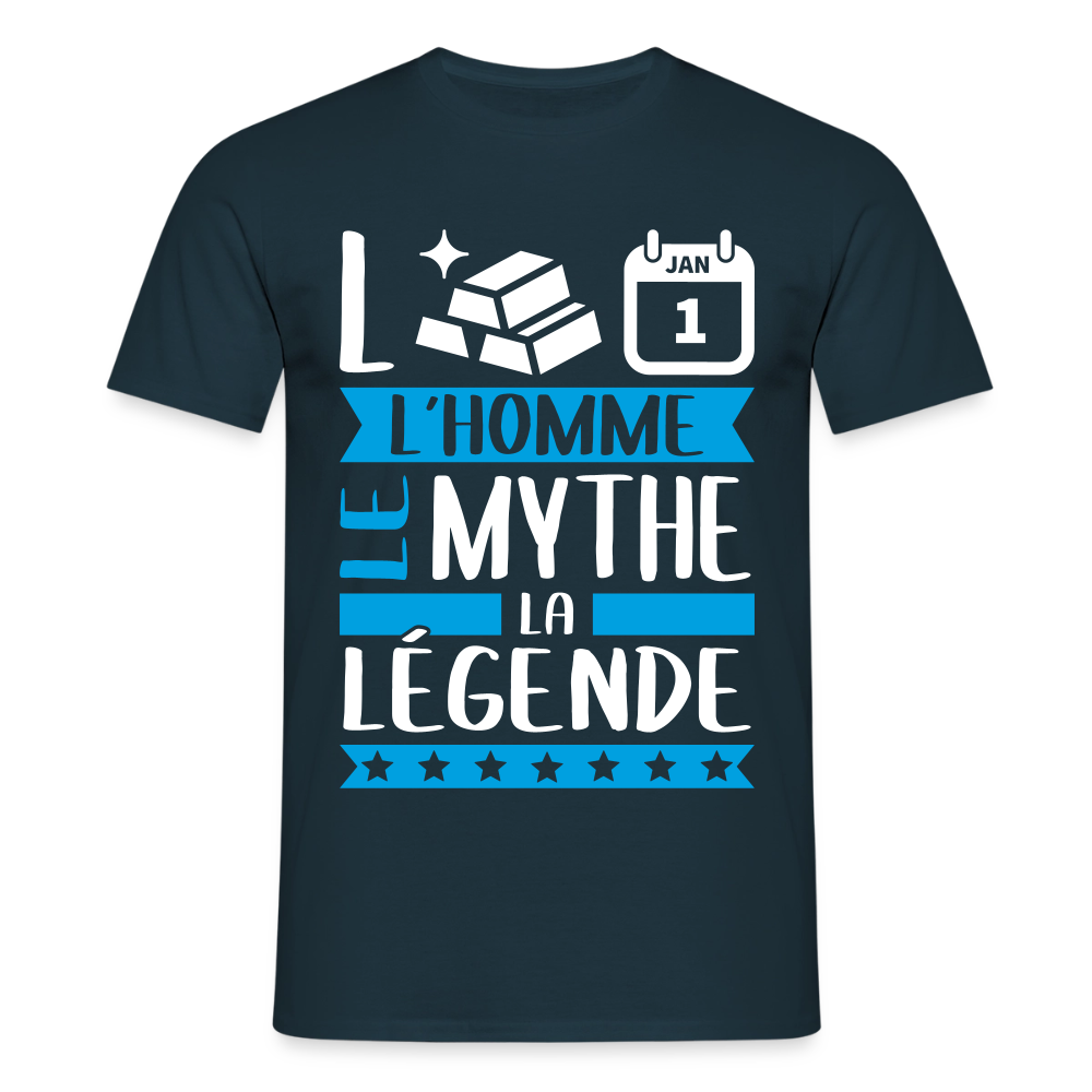 T-shirt homme Laurent rébus – L’homme, le mythe, la légende - marine
