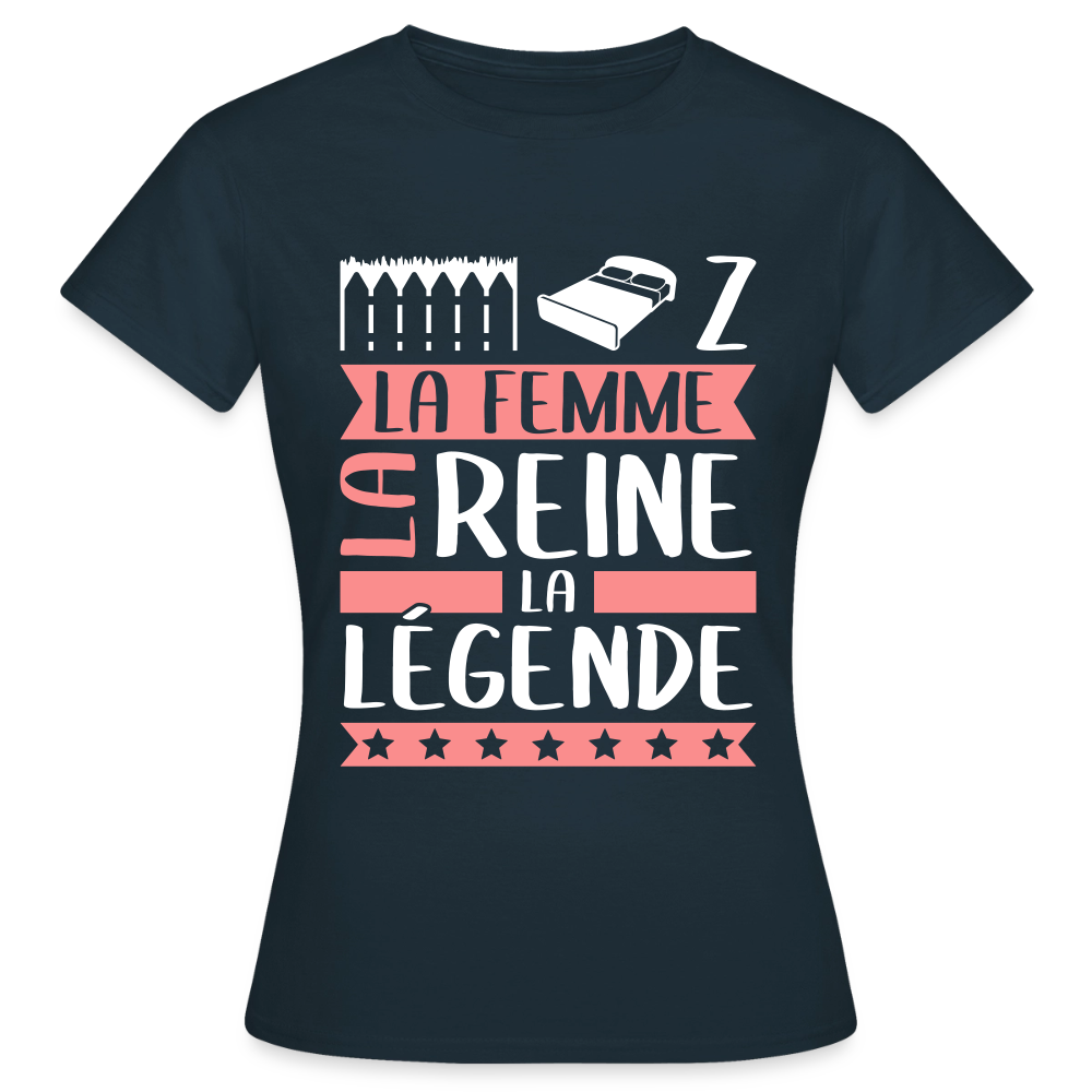 T-shirt femme Elise rébus – La femme, la reine, la légende - marine