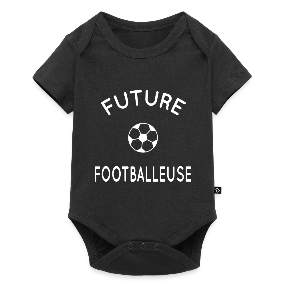 Body Bébé bio manches courtes - Future footballeuse - noir