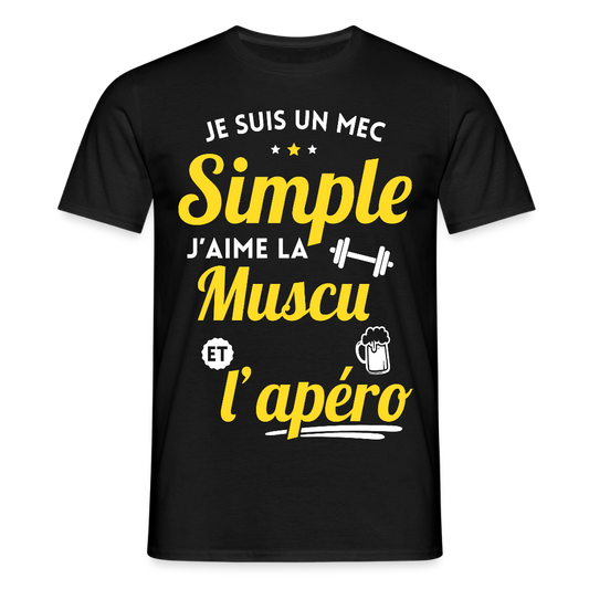 T-shirt Homme - J'aime la muscu et l'apéro - noir