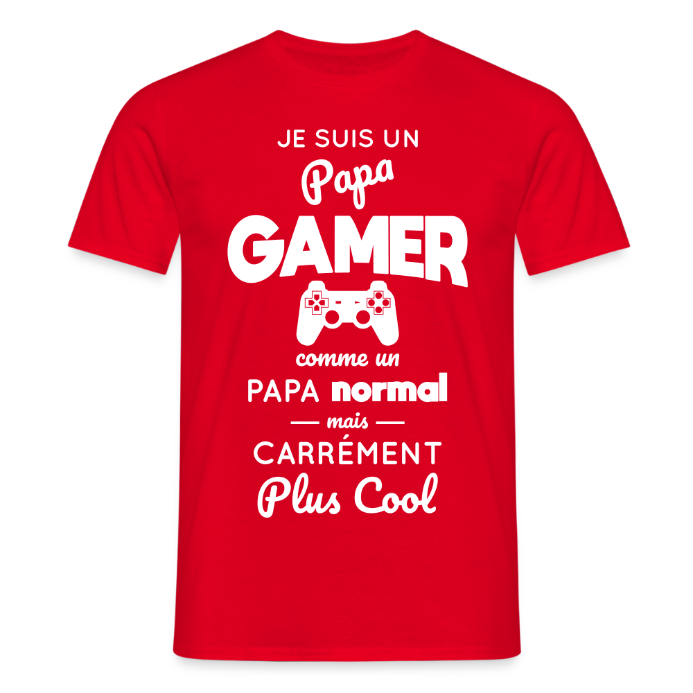 T-shirt Homme - Papa gamer plus cool - rouge