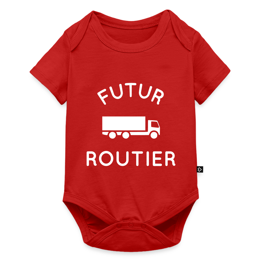 Body Bébé bio manches courtes - Futur routier - rouge
