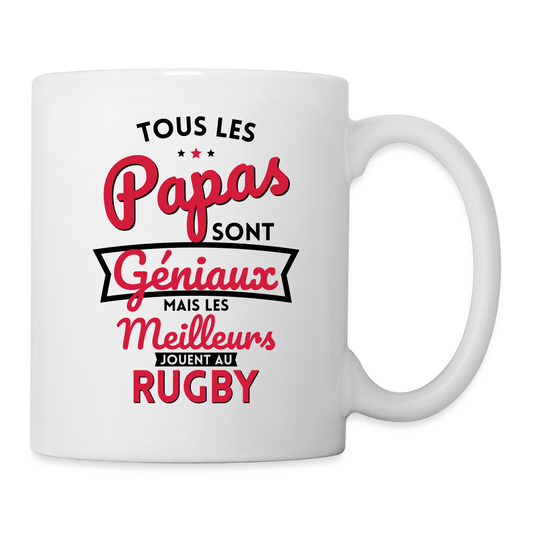 Mug blanc - Papas géniaux - Les meilleurs jouent au rugby - blanc