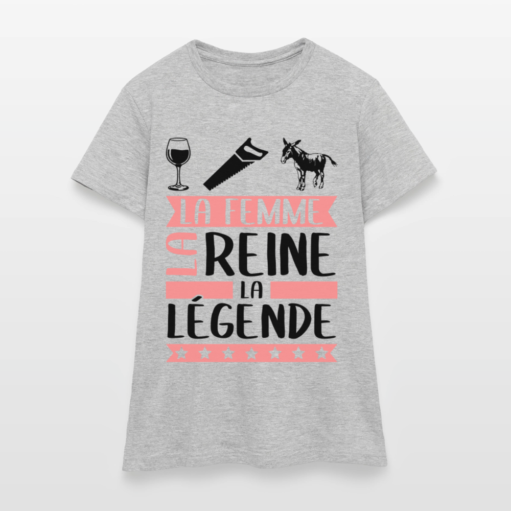 T-shirt femme coloris clair Vinciane en rébus – La femme, la reine, la légende - gris chiné