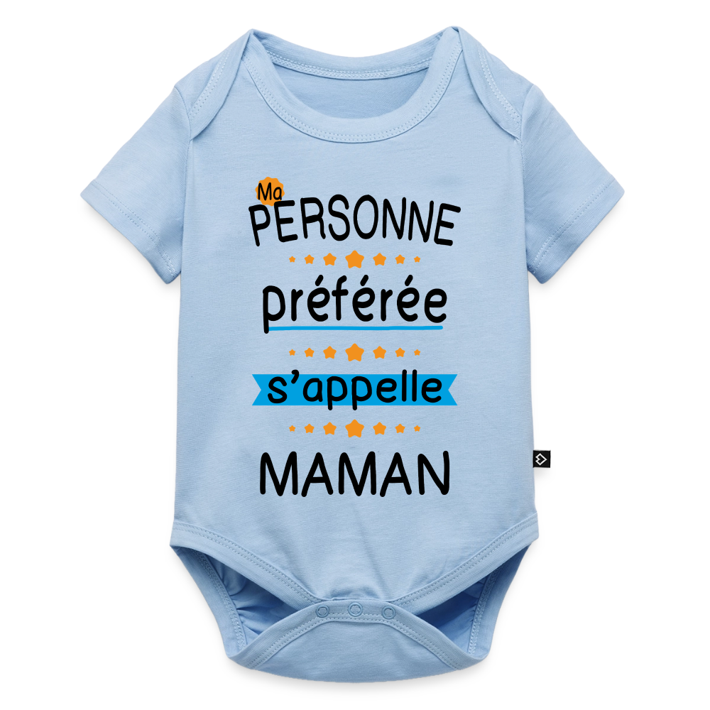 Body bébé bio manches courtes coloris clair - Personne préférée Maman - bleu clair