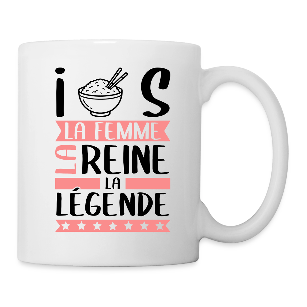Mug blanc Iris rébus – La femme, la reine, la légende - blanc