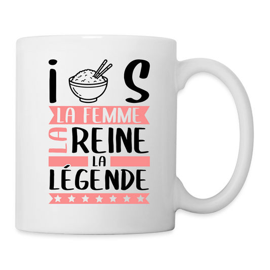 Mug blanc Iris rébus – La femme, la reine, la légende - blanc