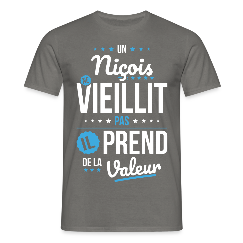 T-shirt Homme - Un Niçois ne vieillit pas - gris graphite