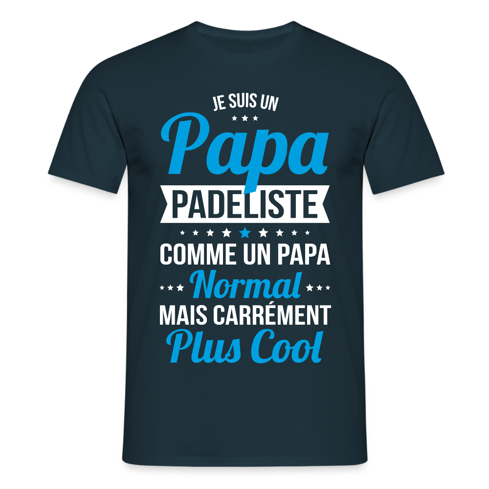 T-shirt Homme - Papa padeliste plus cool - marine