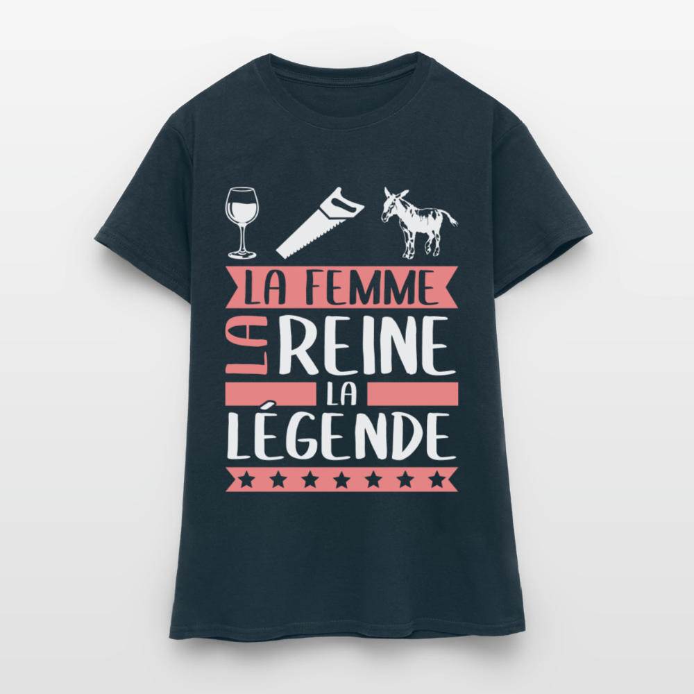 T-shirt femme Vinciane rébus – La femme, la reine, la légende - marine