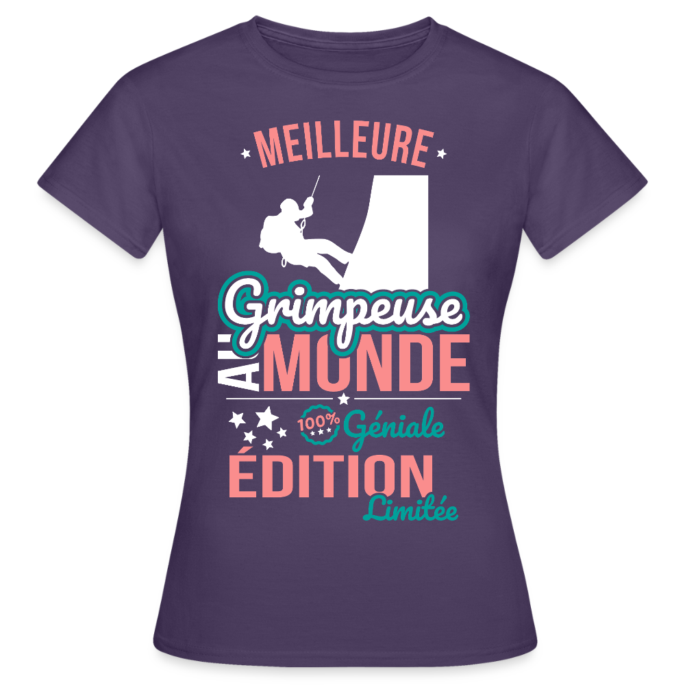 T-shirt Femme - Meilleure Grimpeuse au monde - 100% géniale - violet foncé