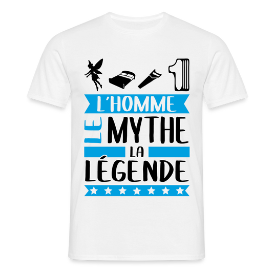 T-shirt homme coloris clair Félicien rébus – L’homme, le mythe, la légende - blanc